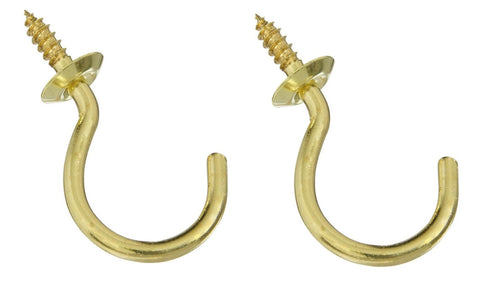 National Hardware N119-727 Marine Grade Solid Brass 1-1/2" Cup Hook 2-Pack