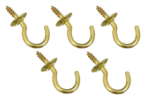 National Hardware N119-628 Marine Grade Solid Brass 5/8" Cup Hook 5-Pack
