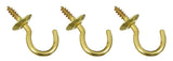 National Hardware N119-644 Marine Grade Solid Brass 3/4" Cup Hook 3-Pack