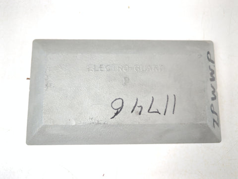Boat Marine Size "P"  5" X 9" Zinc Anode Hull Plate with Bonding Wire Electro Guard ZP-P ZPWW-P