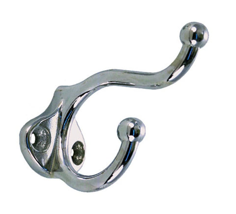 Perko 0975DP1CHR Boat Marine Chrome Plated 2" Double Utility Hook 975-DP1-CHR