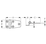 Sea Dog 201570-1 Boat Marine 304 Stainless Steel 2-3/4" X 1-1/2" Short Side Offset Hinge 2-Pack