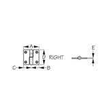 Sea Dog 204515-1 Boat Marine Chrome Brass 1-1/2" X 2” Right Side Take-Apart “H” Butt Hinge 2-Pack