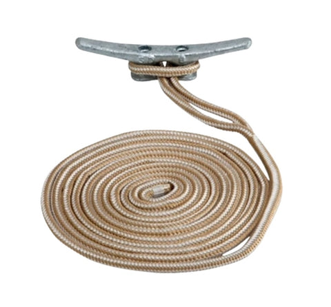 Sea Dog 302110020G/W-1 GOLD/WHITE 3/8" X 20' Double-Braid Nylon Dock Line with Eye Splice