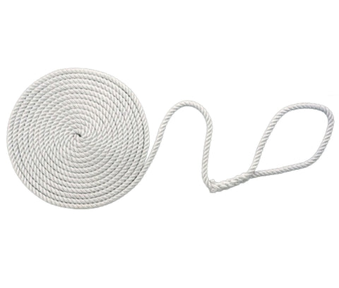 New England Ropes C6390-16-00020 WHITE 1/2" X 20' 3-Strand Nylon Dock with Eye Splice Seafit 367369