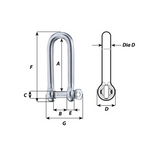 Wichard 1412 Boat Marine 316 Stainless Steel 5mm Captive Pin Long D Shackle