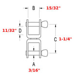 Ronstan RF120 Boat Marine 3/16" Pin Stainless Steel Coined Head Swivel Shackle