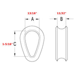 Ronstan RF2183 Sailboat 316 Stainless Steel 1/4" Sailmaker Rope and Wire Rope Thimble
