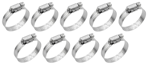 Cambridge HC2-32S 105777 Marine Grade Stainless Steel Size SAE 32 1-9/16" to 2-1/2" Hose Clamp 9-Pack