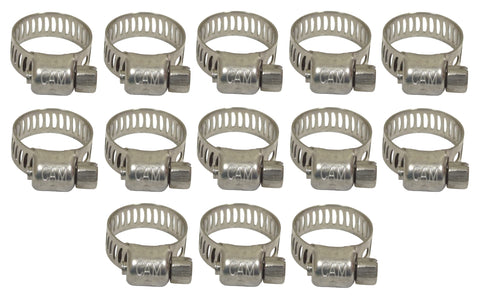 Cambridge HC2-6S 106191 Marine Grade Stainless Steel Size SAE 6 7/16" to 25/32" Hose Clamp 13-Pack