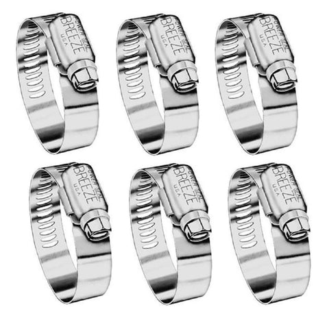 Breeze 63036 Power Seal SAE 36 1-13/16" to 2-3/4” Stainless Steel Hose Clamp 6-Pack