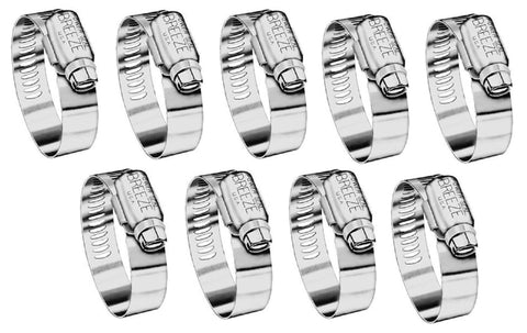 Breeze 63040 Power Seal SAE 40 2-1/16" to 3” Stainless Steel Hose Clamp 9-Pack
