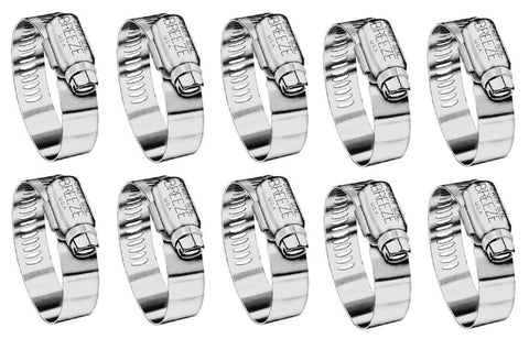 Breeze 63128 Power Seal SAE 128 5-5/8" to 8-1/2" Stainless Steel Hose Clamp 10-Pack