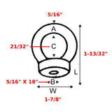 Wichard 6341 Boat Sailboat Marine 21/32" Diameter 5/16" Fastening Eye Nut