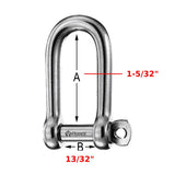 Wichard 1212 Boat Sailboat Marine Forged Stainless Steel 3/16" Self-Locking Long D Shackle