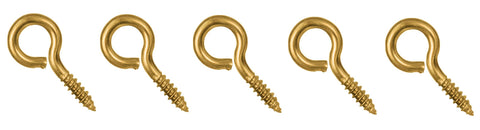 Fasco 2813 Boat Marine Grade Solid Brass 1/4" X 2-1/4" Screw Eye 5-Pack