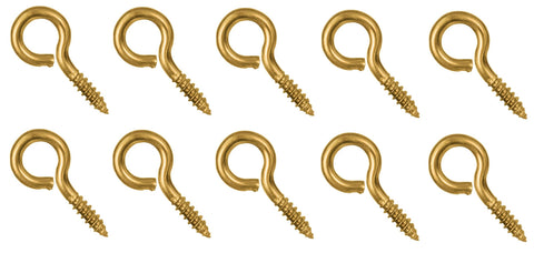 Fasco 2813 Boat Marine Grade Solid Brass 1/4" X 2-1/4" Screw Eye 10-Pack