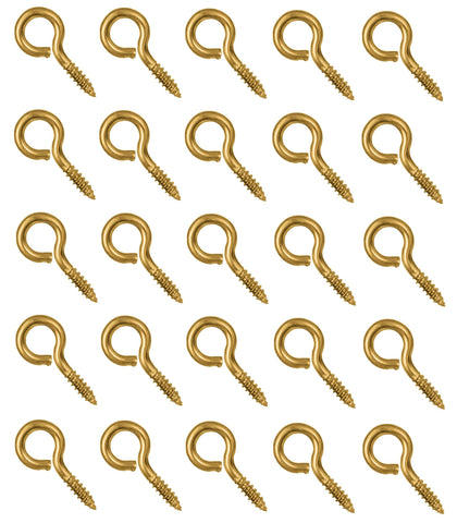 Fasco 2813 Boat Marine Grade Solid Brass 1/4" X 2-1/4" Screw Eye 25-Pack
