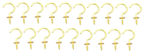 Fasco 2774 Boat Marine Grade Solid Brass 1-1/4" X 1-1/2" Cup Hook 19-Pack