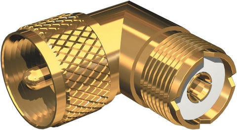 Shakespeare 259-239-G Marine Grade Gold Plated Brass PL-259 to SO-239 Right Angle Connector Adapter