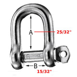 Wichard 1403 Boat Sailboat Marine 316 Stainless Steel 1/4" Captive Pin D Shackle
