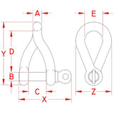 Suncor S0163-0010 Boat Marine 316 Stainless Steel 3/8” Screw Pin Twisted Shackle
