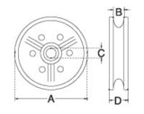 QMH 3130S-75-A Boat Marine 1/2" X 3" Stainless Steel Sheave with Brass Bushing