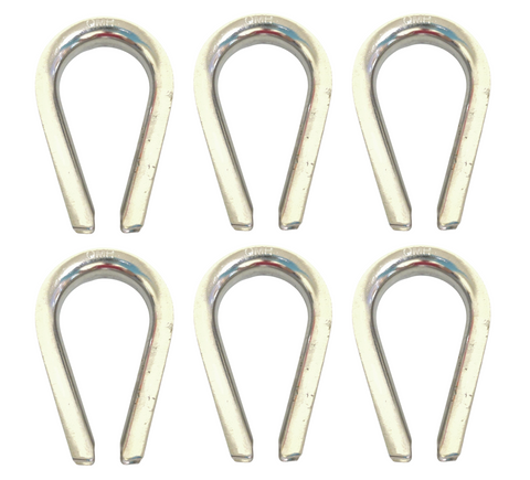 QMH 414S-05 Boat Marine Heavy Duty 316 Stainless Steel 3/16" Wire Rope Thimble 6-Pack