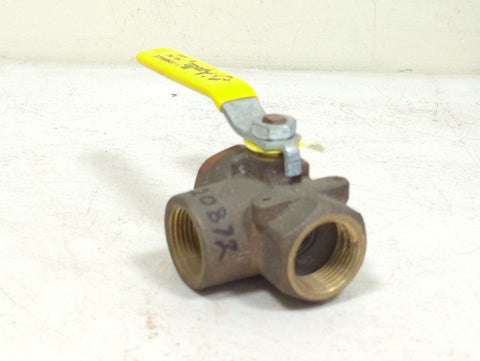 Apollo Conbraco 70-605-01 Marine Grade Bronze 70-600 Series 1" NPT 3-Way Ball Valve