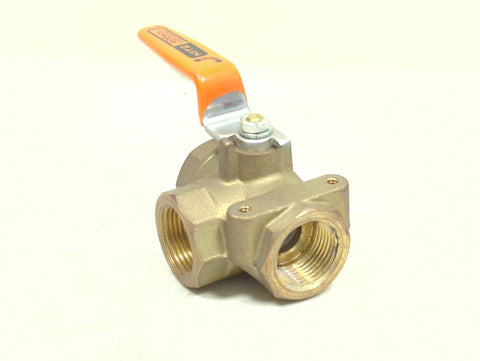 Kitz 54P-034 Marine Grade Forged Brass 400 WOG 3/4" NPT 3-Way Ball Valve