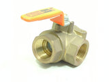 Kitz 54P-034 Marine Grade Forged Brass 400 WOG 3/4" NPT 3-Way Ball Valve