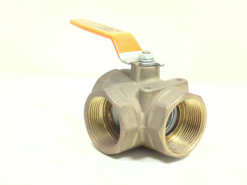 Kitz 54P-112 Marine Grade Forged Brass 400 WOG 1-1/2" NPT 3-Way Ball Valve