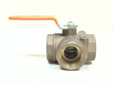 Kitz 54P-114 Marine Grade Forged Brass 400 WOG 1-1/4" NPT 3-Way Ball Valve