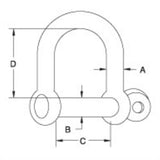 QMH 360S-13 Boat Marine 316 Stainless Steel 1/2” Screw Pin D Shackle - Second Wind Sales