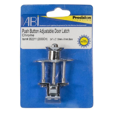 ABI 352211 2053CH Marine Chrome Plated Brass 3/4" X 2" Push Button Adjustable Door Latch