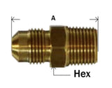 Midland Metal 10-255L 10255L Brass 1/4” SAE 45° Flare X 1/8” NPT Male Straight Adapter Fitting - Second Wind Sales