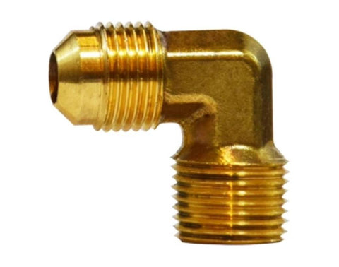 Midland Metal 10-291 10291 Brass 5/16" SAE 45° Flare X 1/4" NPT Male 90° Elbow Pipe Fitting - Second Wind Sales