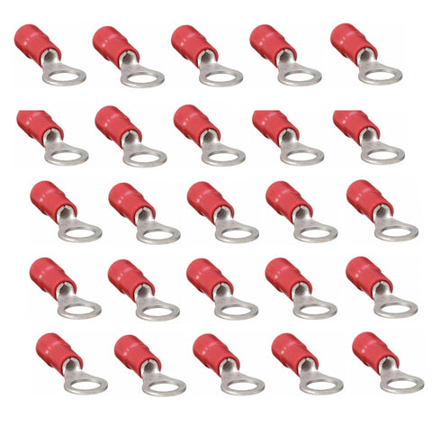 Marine Grade Nylon Insulated Ring Terminal 22-16 AWG Wire X 1/4" Stud Electrical Connector 25-Pack KS RNY1-6