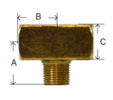 Midland Metal 28-282 28282 Brass 1/4” X 1/4” X 1/4” NPT 3-Way Male Branch Tee Pipe Fitting