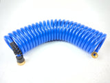 HoseCoil HS2500HP Blue Boat Marine Grade 25' HP Self Coiling Hose with Flex Relief