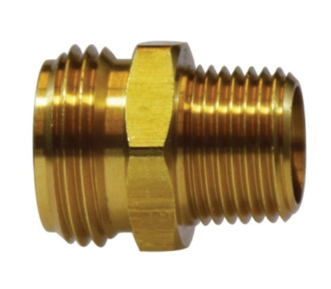 Midland Metal 30-063 30063 Brass 3/4" Garden Hose X 3/4" NPT Male X 1/2" NPT Female Tapped Adapter Fitting