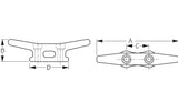 Sea Dog 040104-1 Flat Head 4" Hot Dipped Galvanized Open-Base Iron Cleat PAIR