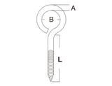 QMH 3193S-0575 Boat Marine Stainless Steel 3/16" X 3" Lag Screw Eye Bolt