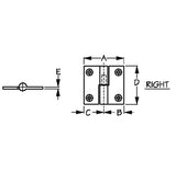 Sea Dog 204515-1 Boat Marine Stainless Steel 1-1/2" X 2" Take-A-Part Slip Joint Lift-Off Butt Hinge 2-Pack