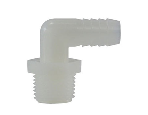 Midland Metal 33-309W 33309W Nylon 1/4" Hose Barb X 3/8" NPT Male 90° Elbow Fitting