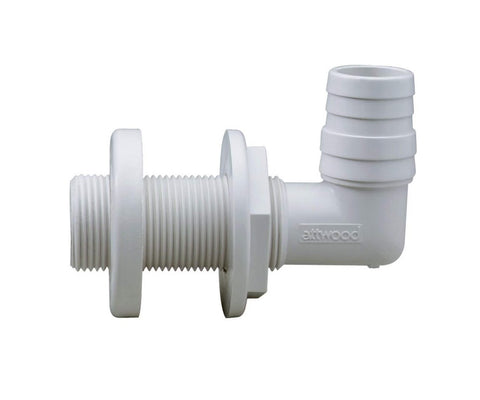 Attwood 3879-3 Boat Marine White Plastic 1-1/8" to 1-1/4" X 90° Thru-Hull Connector