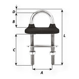 Wichard 65431 Boat Marine 6mm (1/4") X 3-1/4" Black Watertight U-Bolt 65431B