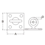 QMH 3216S-5 Boat Marine Stainless Steel 5/8" X 1-3/8” Square Swivel Pad Eye
