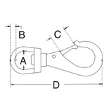 QMH 251S-2 Boat Marine 316 Stainless Steel3/4" Swivel Eye Snap Hook