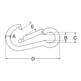 QMH 2450S-E-08 Marine 316 Stainless Steel 3-1/8" Spring Snap Hook Fixed Eyelet Carabiner
